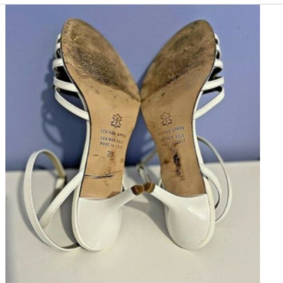 LUMIANI White Leather Strappy Heeled Sandals Made in ITALY EU Sz 39 (US Sz 8.5) - Picture 9 of 10